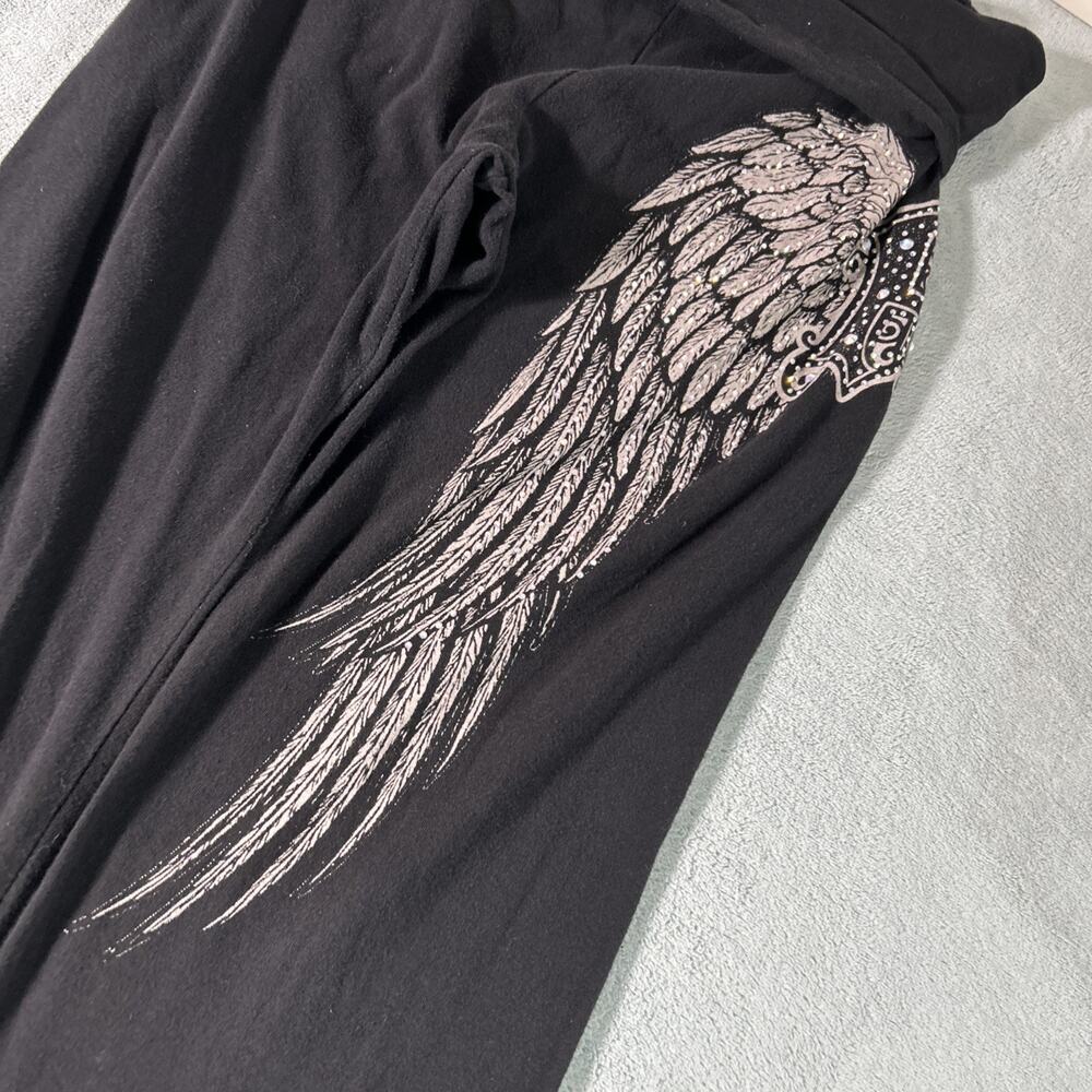 Y2K 2000s Embellished Rhinestoned Beyond Baggy Flare Sweatpants 26x35 Dojo Loose - Picture 8 of 16